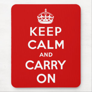 Keep Calm and Carry On (Red Design) Mouse Mat