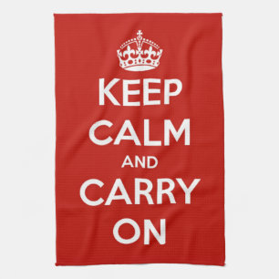 Keep Calm and Carry On Red Kitchen Towel