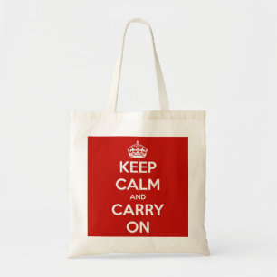 Keep Calm and Carry On Red Reusable Tote Bag