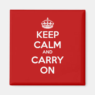 Keep Calm and Carry On - Red Square Magnet