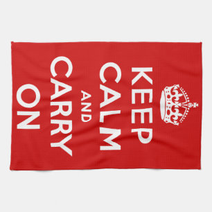 Keep Calm and Carry On Red Tea Towel