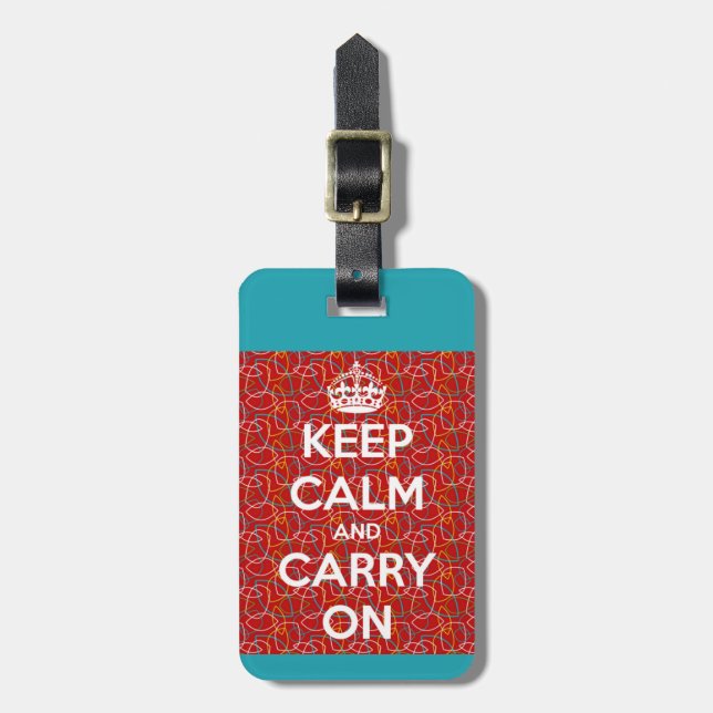 Keep Calm and Carry On Retro Luggage Tag (Front Vertical)
