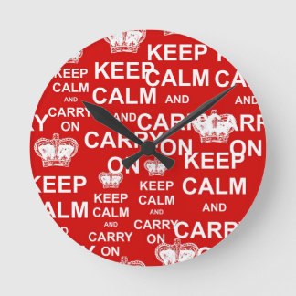 Keep Calm and Carry On Round Clock