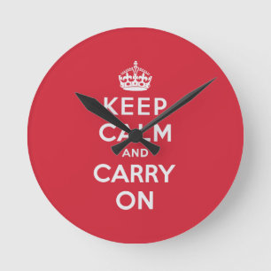 Keep Calm And Carry On Round Clock