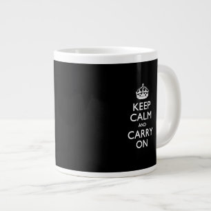 KEEP CALM AND CARRY ON Solid Black Large Coffee Mug