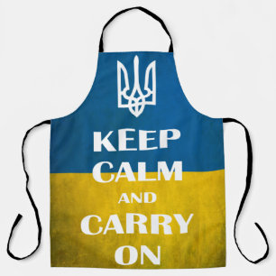 Keep calm and carry on Ukrainian emblem trident  Apron