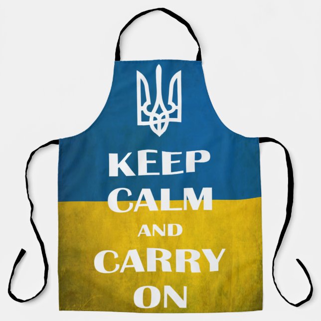 Keep calm and carry on Ukrainian emblem trident  Apron (Front)