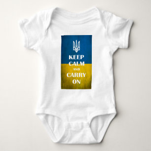 Keep calm and carry on Ukrainian emblem trident Baby Bodysuit