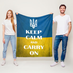 Keep calm and carry on Ukrainian emblem trident  Fleece Blanket