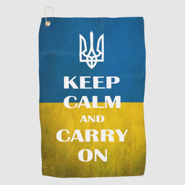 Keep calm and carry on Ukrainian emblem trident  Golf Towel (Front)