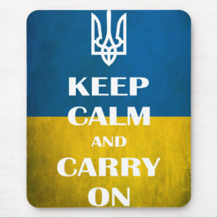 Keep calm and carry on Ukrainian emblem trident Mouse Mat
