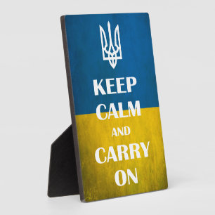 Keep calm and carry on Ukrainian emblem trident Plaque