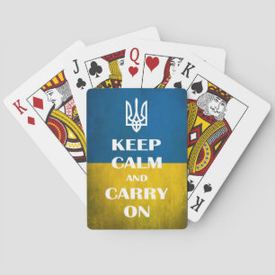 Keep calm and carry on Ukrainian emblem trident   Playing Cards