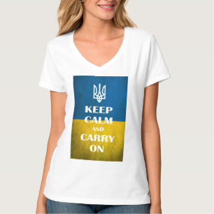 Keep calm and carry on Ukrainian emblem trident T T-Shirt
