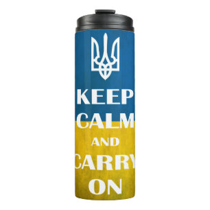 Keep calm and carry on Ukrainian emblem trident   Thermal Tumbler