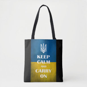 Keep calm and carry on Ukrainian emblem trident  Tote Bag