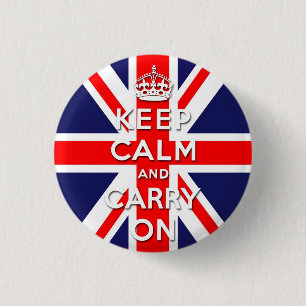 keep calm and carry on Union Jack flag 3 Cm Round Badge