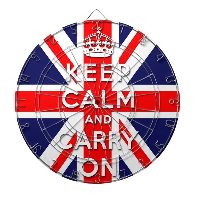 keep calm and carry on Union Jack flag Dartboard (Front)