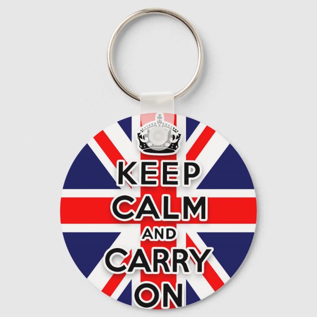 keep calm and carry on Union Jack flag Key Ring (Front)