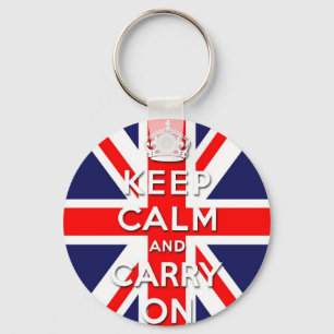 keep calm and carry on Union Jack flag Key Ring