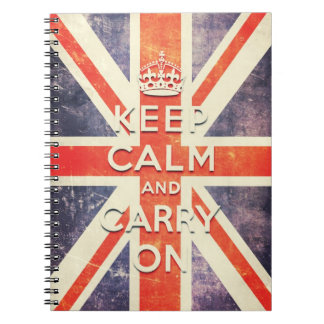 keep calm and carry on Union Jack flag Notebook