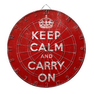 Keep Calm and Carry On Vintage Grunge Red Dartboard