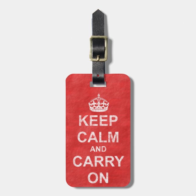 Keep Calm and Carry On Vintage Luggage Tag (Front Vertical)