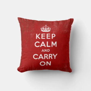 Keep Calm and Carry On, Vintage Pillow