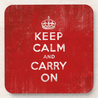Keep Calm and Carry On, Vintage Red and White Coaster