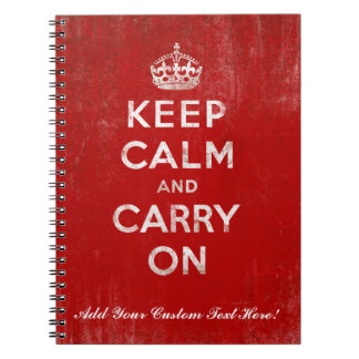Keep Calm and Carry On, Vintage Red and White Notebook