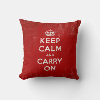 Keep Calm and Carry On Vintage Red Cushion