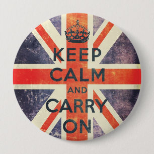 keep calm and carry on vintage Union Jack flag 10 Cm Round Badge