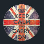 keep calm and carry on vintage Union Jack flag Dartboard<br><div class="desc">Vintage Union Jack keep calm and carry on. Combine the famous flag union jack ,  the popular keep calm and  carry on quotation and the vintage and used style. To change size has your taste.  This design makes reference to the famous poster appeared during the Second World War.</div>