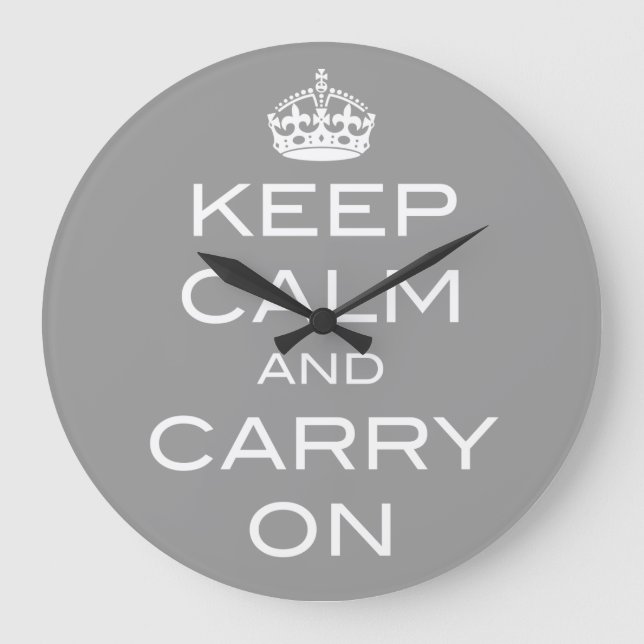 Keep Calm and Carry On Wall Clock - ANY COLOR (Front)