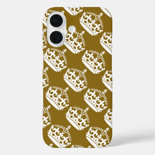 Keep Calm and Carry On White Crown on Golden Case-Mate iPhone Case (Back)