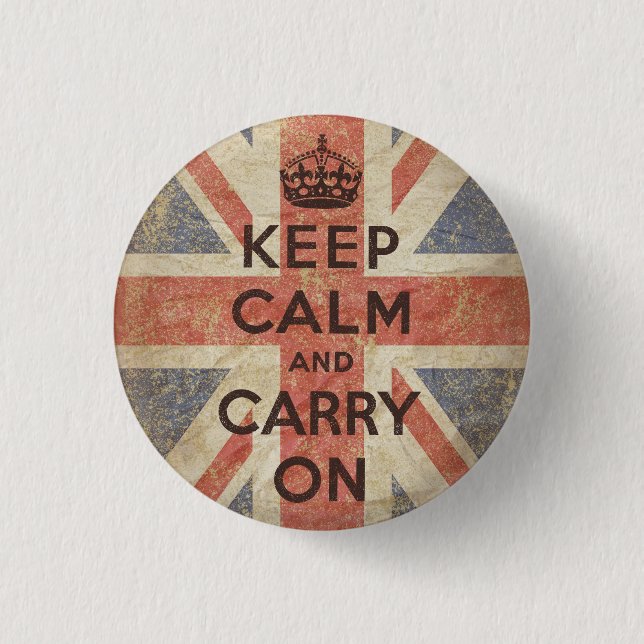 Keep Calm and Carry On with UK Flag 3 Cm Round Badge (Front)