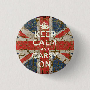 Keep Calm and Carry On with UK  Flag 3 Cm Round Badge