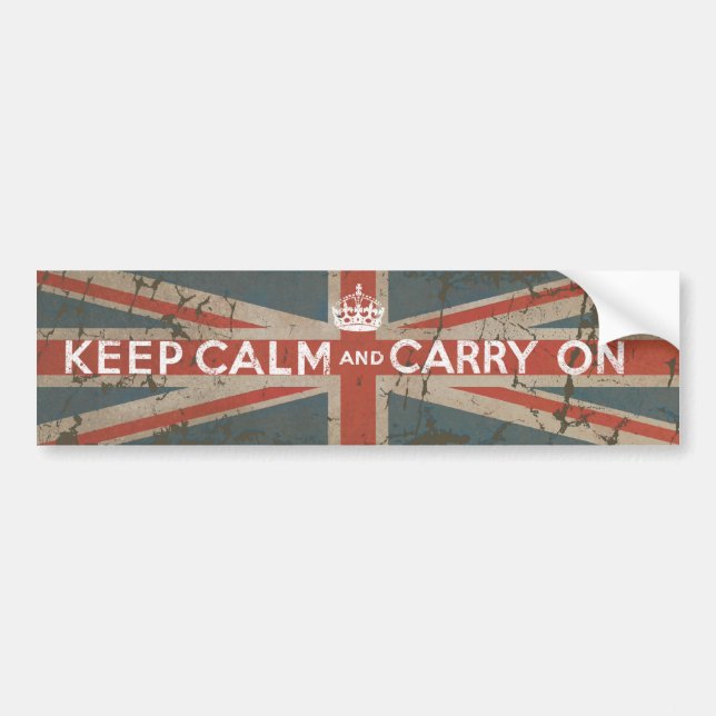 Keep Calm and Carry On with UK Flag Bumper Sticker (Front)
