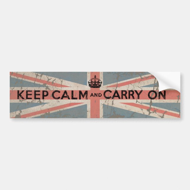 Keep Calm and Carry On with UK Flag Bumper Sticker (Front)
