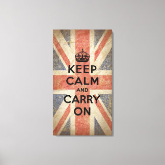 Keep Calm and Carry On with UK  Flag Canvas Print