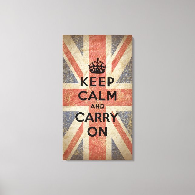 Keep Calm and Carry On with UK  Flag Canvas Print (Front)