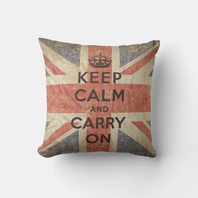 Keep Calm and Carry On with UK Flag Cushion (Front)
