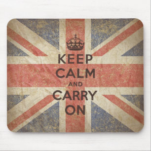 Keep Calm and Carry On with UK Flag Mouse Mat