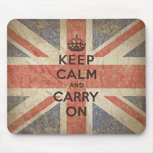 Keep Calm and Carry On with UK Flag Mouse Mat (Front)