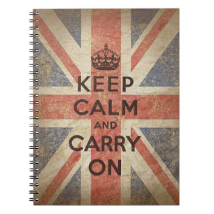 Keep Calm and Carry On with UK Flag Notebook