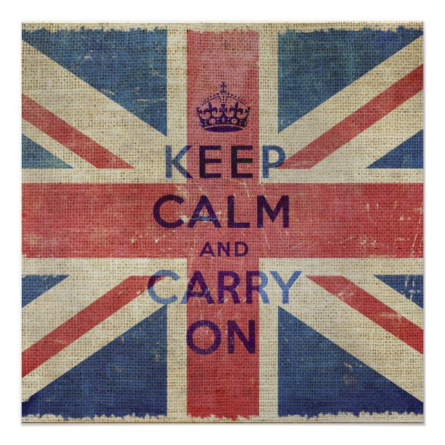 Keep Calm and Carry On with UK flag | Poster (Front)