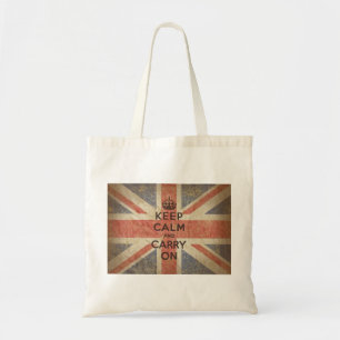 Keep Calm and Carry On with UK Flag Tote Bag