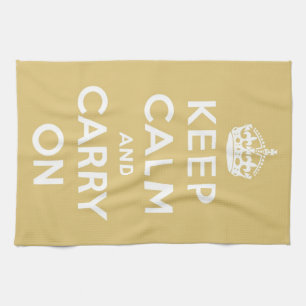 Keep Calm and Carry On Yellow Tea Towel