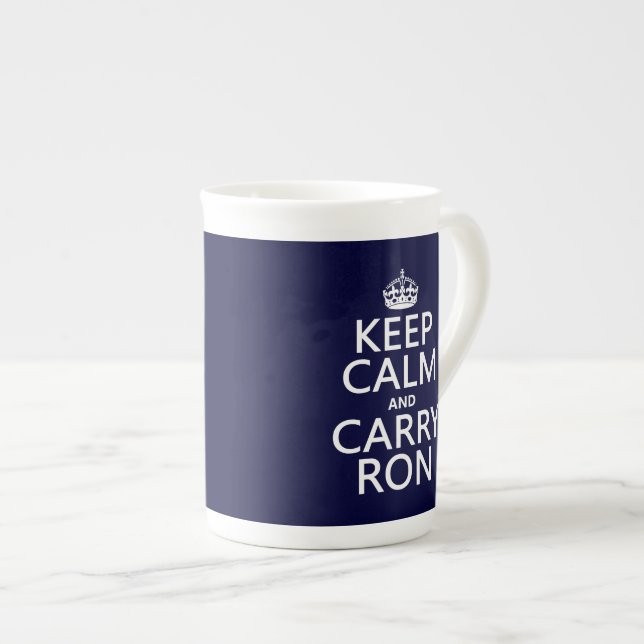 Keep Calm and Carry Ron (any colour) Bone China Mug (Front Right)