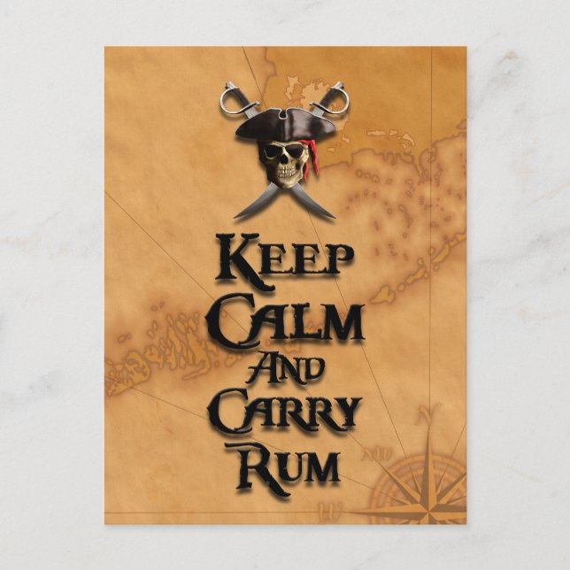 Keep Calm And Carry Rum Postcard (Front)